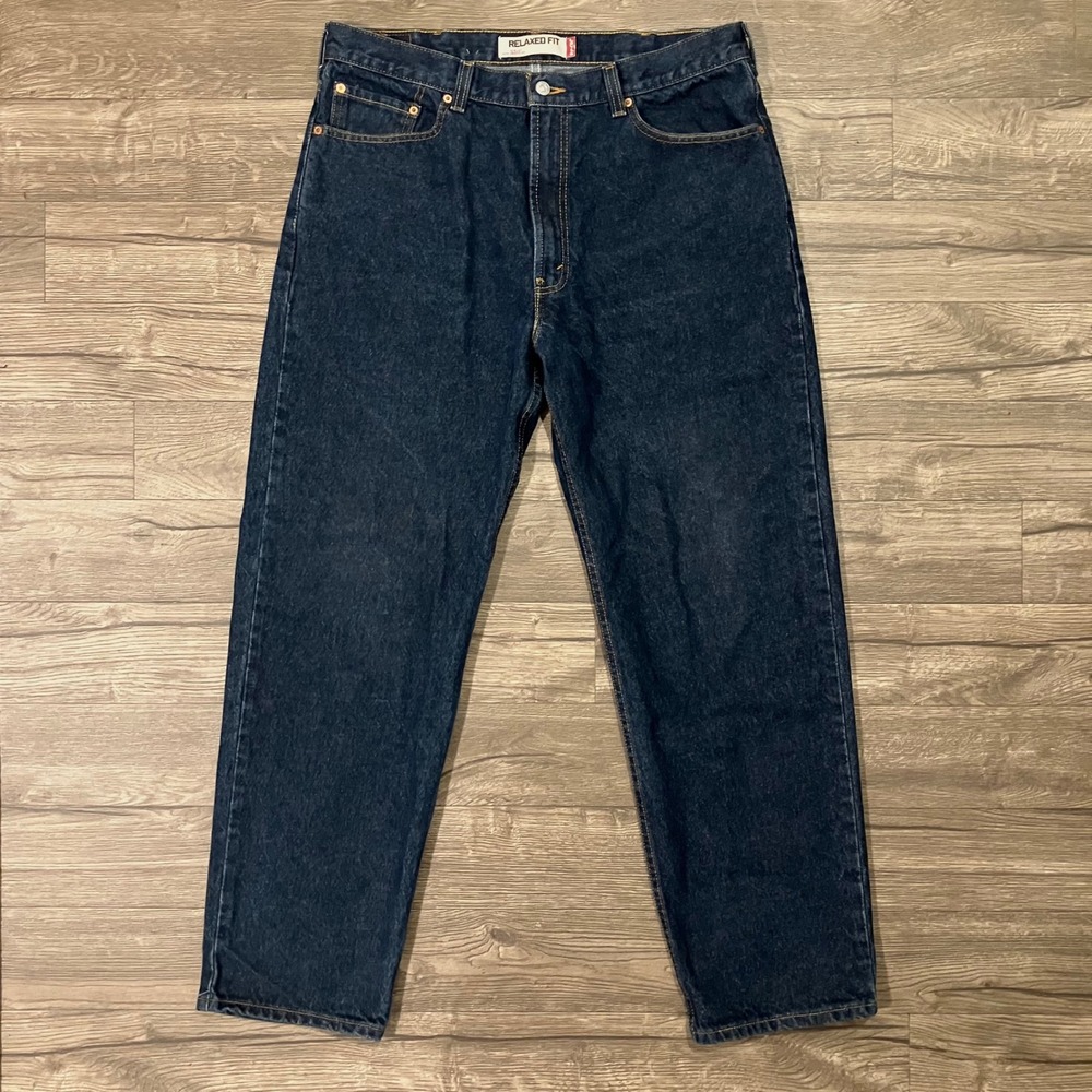 Levis 550 Relaxed Fit Tapered Leg Jeans Men's 38x32 Dark Wash Indigo Denim Y2K